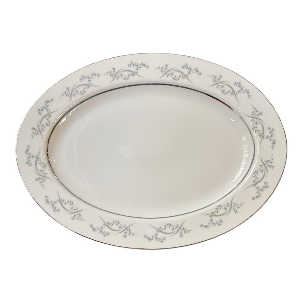 Counselor Fine China 1943 Symphony Made In Japan 14" Platter Blue Silver Floral
